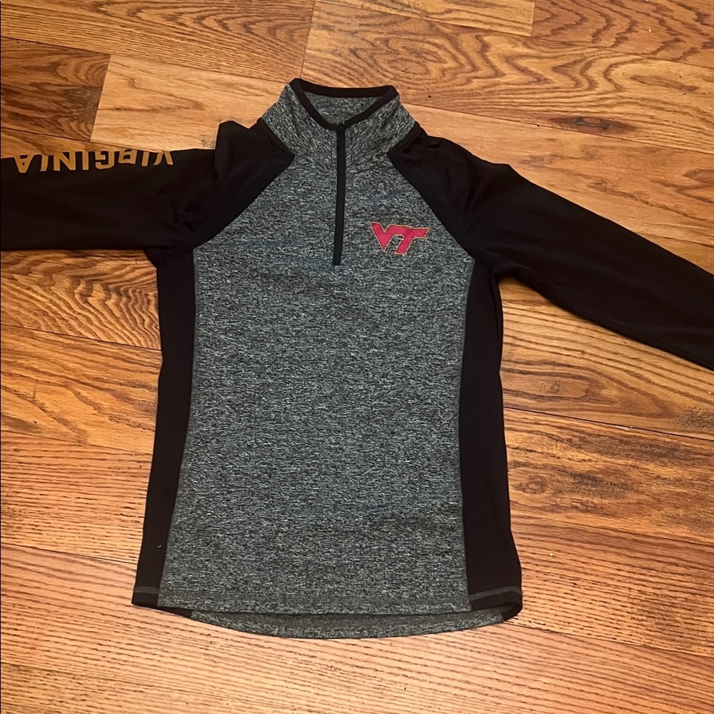 VT Women's Black and Gray Quarter-Zip Sweatshirt